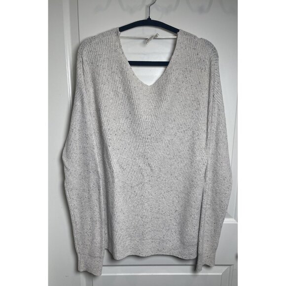Kaisely Womens Beige Cotton Blend V-Neck Knit Sweater Size XL‎ Soft Comfort Cozy - Picture 2 of 6
